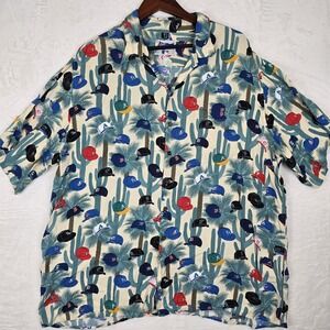 Reyn Spooner MLB Spring Training Hawaiian‎ Shirt Sz XXXL 3X MLB Hat Print